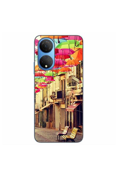 OEM Θήκη συμβατή με Honor X7 από σιλικόνη gel TPU με σχέδιο πολύχρωμων ομπρελ...