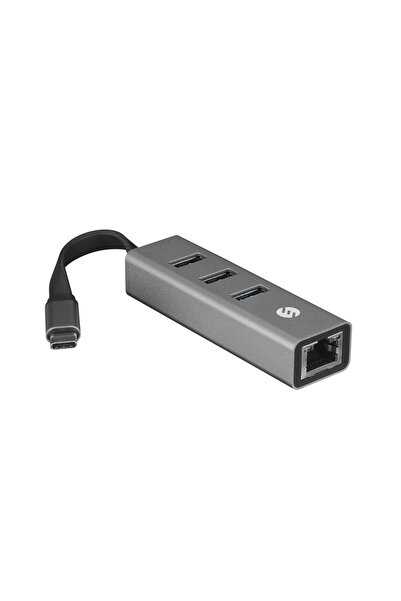 S-LINK SW-U3325، جيجابت، من النوع C إلى RJ45، 3xUSB 3.0، معدني، بطاقة إيثرنت