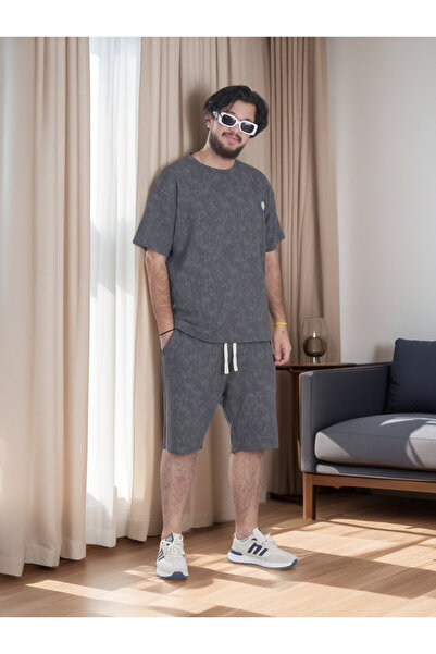 Finelook Men's Textured Shirt and Shorts Set