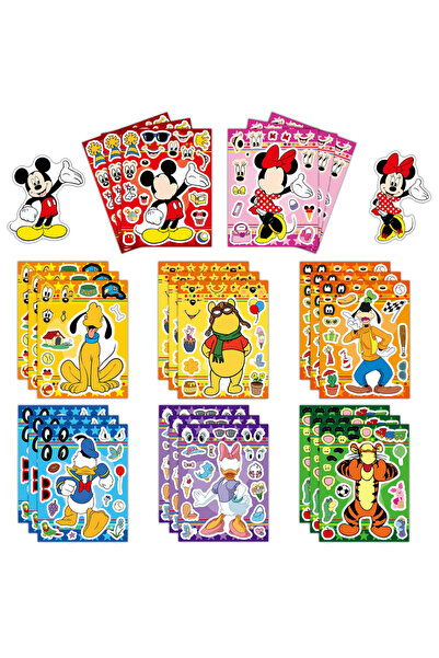 Choice 16sheets 8/16Sheets Disney Cartoon Make a Face Stickers Mickey Mouse D...