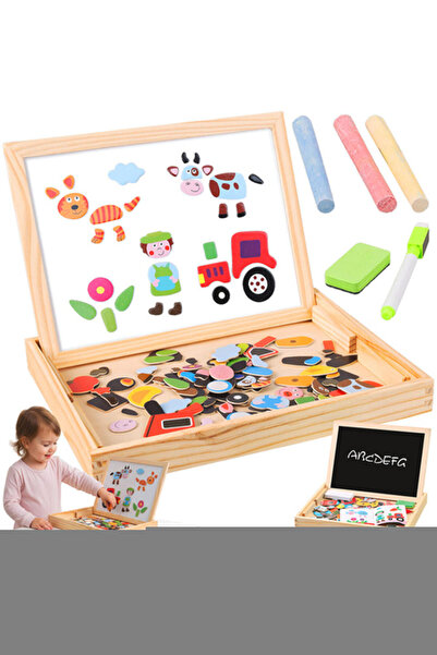 TREND Tablă Educațională Magnetică Montessori cu Două Fețe – 108 Piese din Lemn