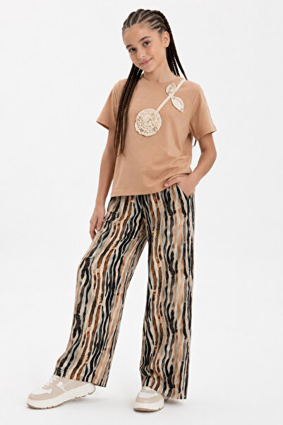 BABY SPORT Girl's Striped Patterned Wide-Leg Pants Set, Casual Stylish Combin...