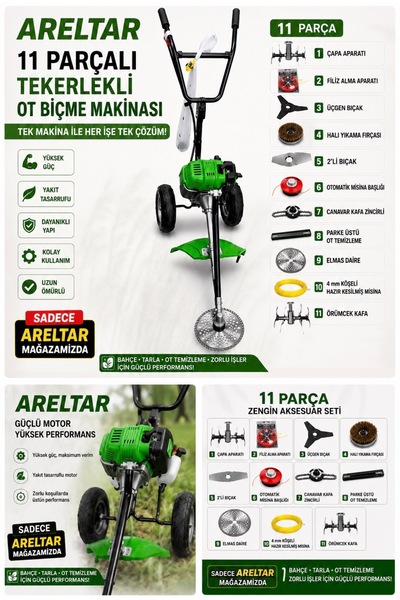 Arel ARELTAR 11 PARÇALI TEKERLEKLİ OT BİÇME MAKİNASI