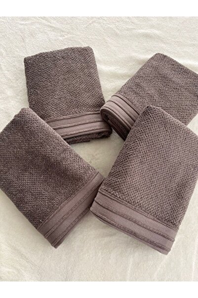 KİRAZHOME 100% Cotton 4-Piece 50X100 cm Honeycomb Textured Hand Towels – Milk...