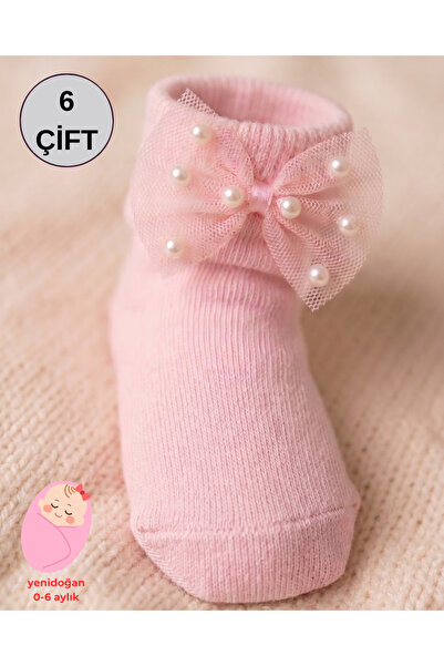 ragistore 6-Piece Pearl Bow Newborn Baby Socks