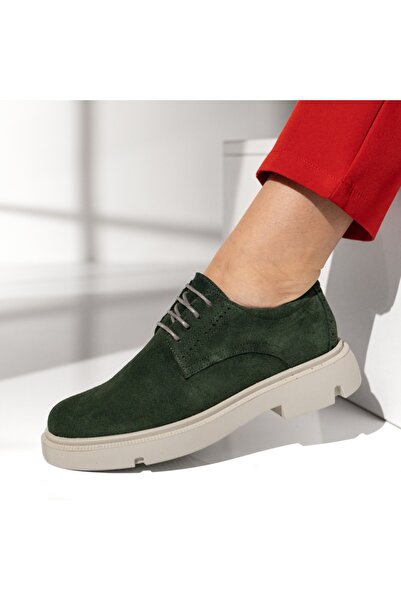 Modlet.ro Pantofi casual de damă, verzi, din piele întoarsă, cu șireturi, din...