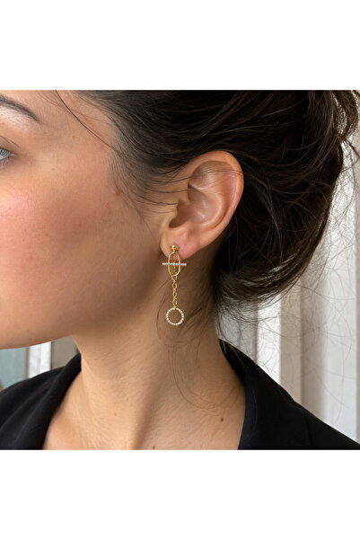 OEM Elegant Gold Women's Earrings with Shiny Zirconia – Water-Resistant Stain...
