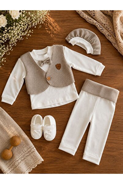 Heianmono Kids Brown Men's Mevlit Set 4 Pieces (0-3 Months)
