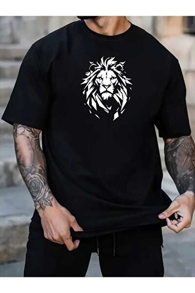 tkn your style Men's Lion Print Design Trendy Tshirt
