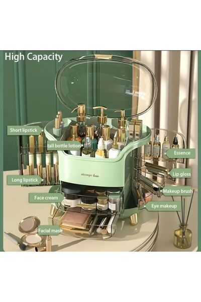 OEM Organizator verde tip vitrină pentru produse de machiaj, pensule, cosmetice, produse de îngrijire a părului