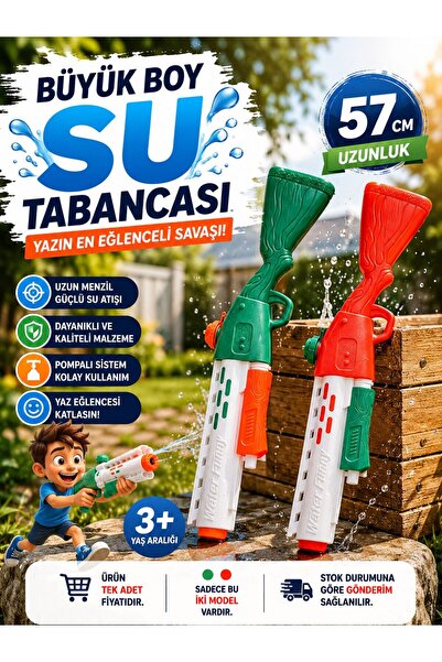 SAZE Büyük Boy Pompası Su Tabancası 57 CM Uzun Menzilli Su Atıcı Yaz Oyuncağı...