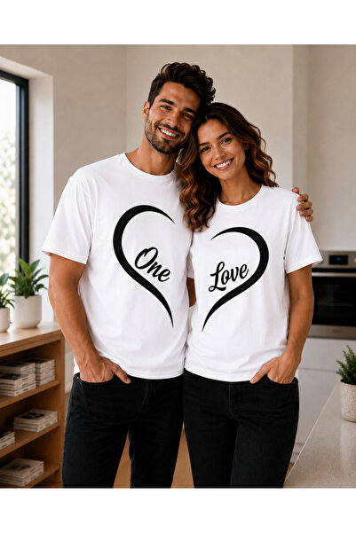 VODEXA Унисекс овърсайз тениска с надпис  "ONE LOVE ", 100% памук, удобна кро...