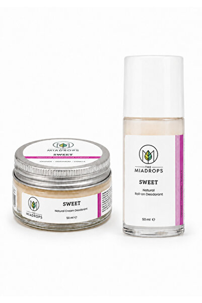 The Miadrops Sweet Doğal Roll-On ve Krem Deodorant Seti 50 ml x2 | Alüminyums...