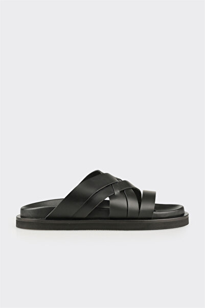 Elle Shoes Siyah Deri Erkek Terlik