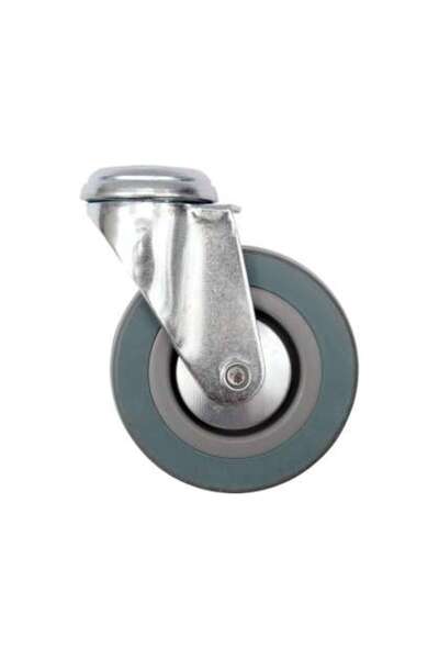 Vorel Roată Pivotantă De 100Mm Cu Cauciuc Gri Și Gaură De Fixare