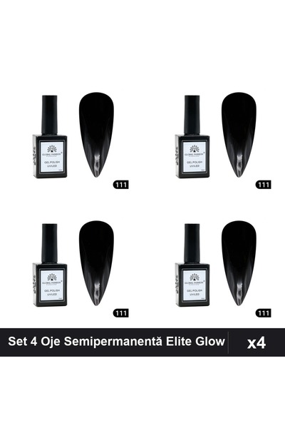 global fashion Set 4 Oje Semipermanentă Elite Glow 15ml, Gel Polish UV/LED