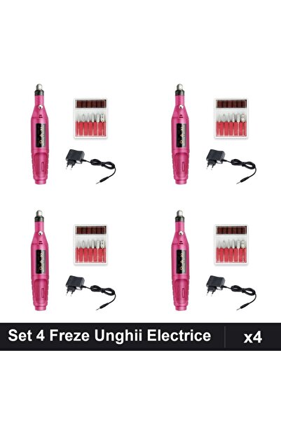 NAİLS Set 4 Freze Unghii Electrice Roz Închis 13000 RPM, Pila pentru Începători