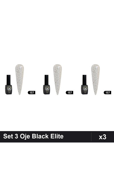 global fashion Set 3 Oje Semipermanente Black Elite 8ml, Manichiură UV/LED Pr...