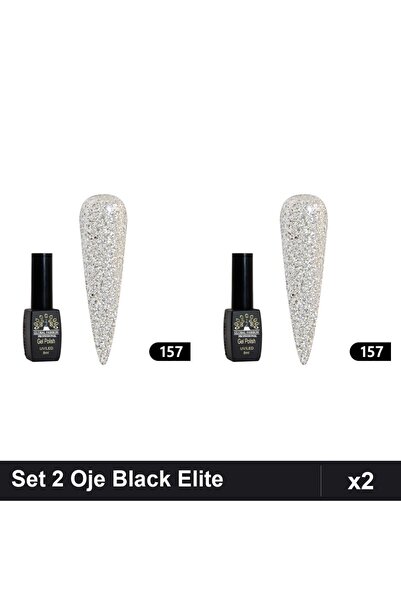 global fashion Set 2 Oje Semipermanente Black Elite 8ml, Manichiura UV/LED Pr...