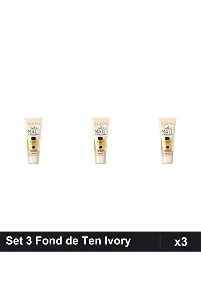 Eveline Set 3 Fonduri de Ten Satin Matt 101 Ivory 30ml, Acoperire Medie
