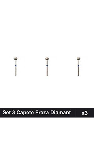 NAİLS Set 3 Capete Freze Diamant NBC Sfera Albastra 5mm, Duritate Mare Manich...