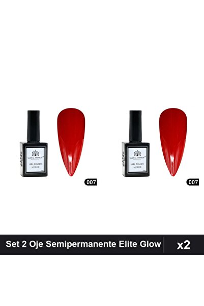 global fashion Set 2 Oje Semipermanente Elite Glow 15ml, Gel Polish UV/LED