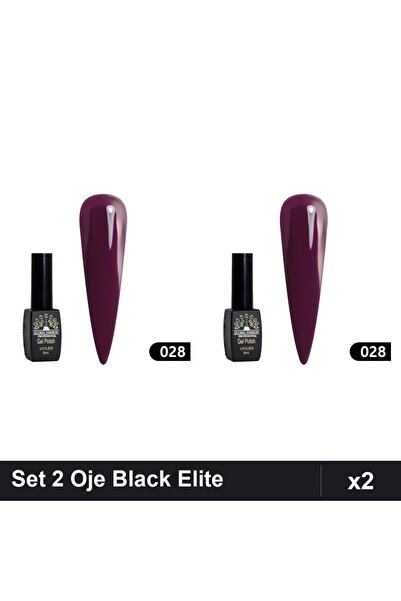 global fashion Set 2 Oje Semipermanente Black Elite 8ml, Manichiura UV/LED, G...