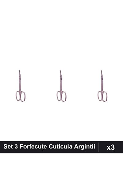 Makeup Set 3 Forfecuțe Profesionale Cuticula Argintii, Clești Unghii Manichiură