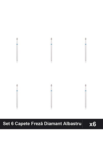NAİLS Set 6 Capete Freză Diamant NBC Picătură 2.3mm Albastru, Manichiură Prof...