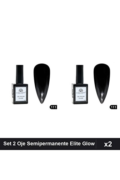 global fashion Set 2 Oje Semipermanente Elite Glow 15ml, Gel Polish UV/LED