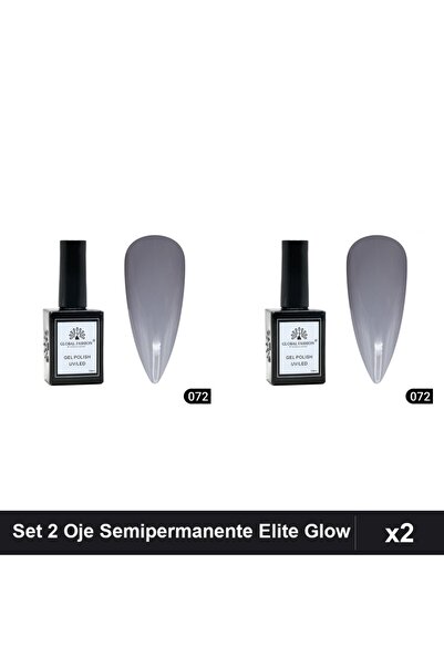 global fashion Set 2 Oje Semipermanente Elite Glow 15ml, Gel Polish UV/LED