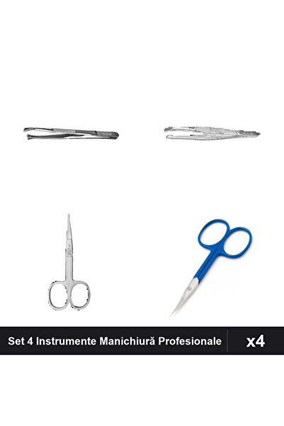 One Group Set 4 Instrumente Manichiură Profesionale, Pense și Foarfece Unghii