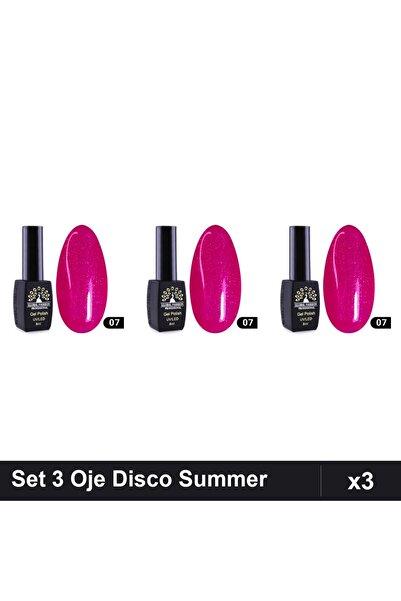 global fashion Set 3 Oje Semipermanente Disco Summer 07, 8ml, Manichiura UV/LED