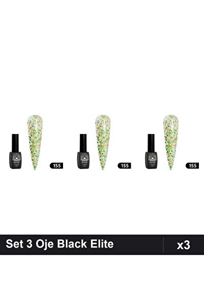 global fashion Set 3 Oje Semipermanente Black Elite 8ml, Manichiura UV/LED,
