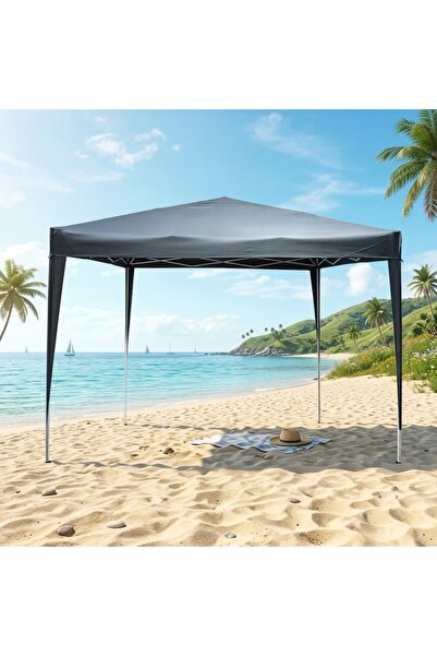 KÜSKÜ Pop-Up Çardak 3x3 m Antrasit Katlanır Gazebo Çelik Bahçe Çadırı Taşıma ...