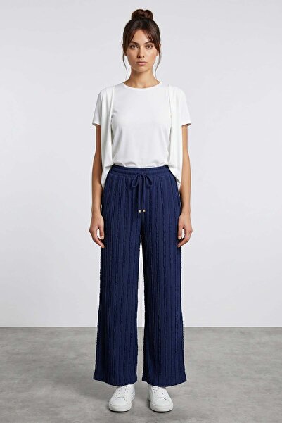 Fulla Moda Elastic Waist Crepe Fabric Pocket Trousers