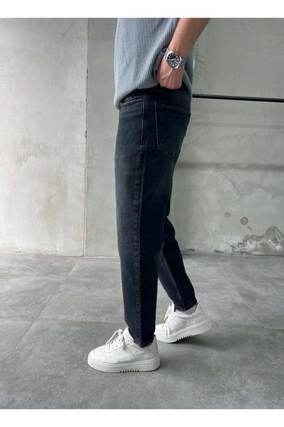 DIFRANSEL JEANS Pantaloni negri tip Boyfriend, cu croială confortabilă și lavabili