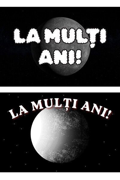 OEM Set 2 Felicitări La Mulți Ani Planeta Mercur, Design Astronomic, Carton P...