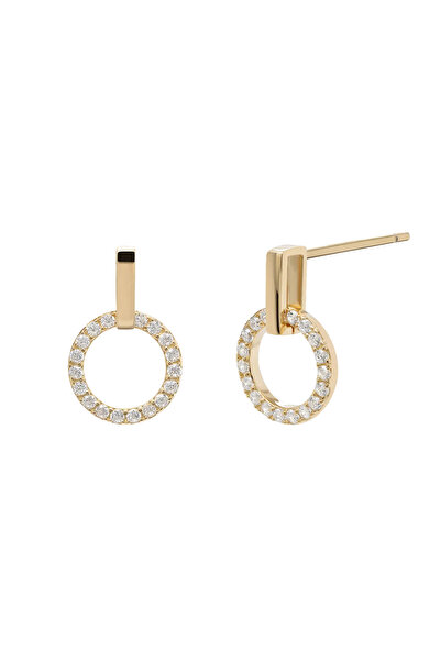 Lisa&Co. Cercei Argint Shiny Circle Piece Argint placat cu aur galben / Zirco...