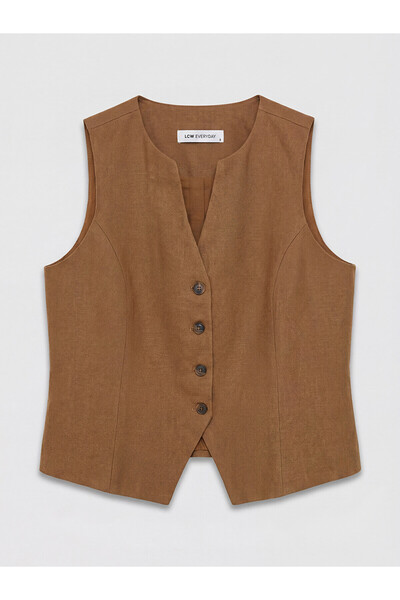 LC Waikiki Nevavm V-Neck Linen Blend Women's Vest with a Difference