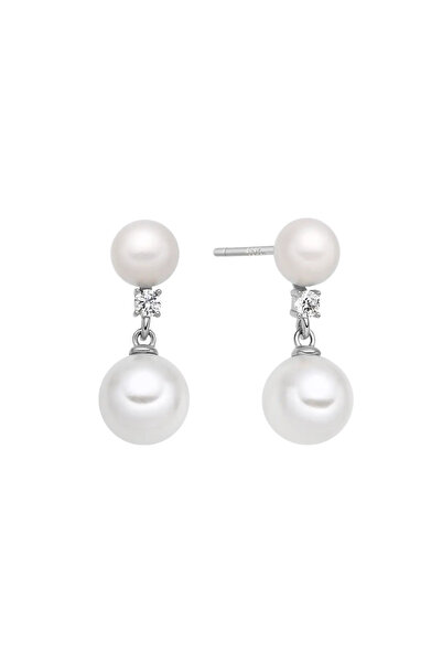 Lisa&Co. Cercei Argint Kaya Drop Argint placat cu rodiu / Shellpearls&Zircon ...