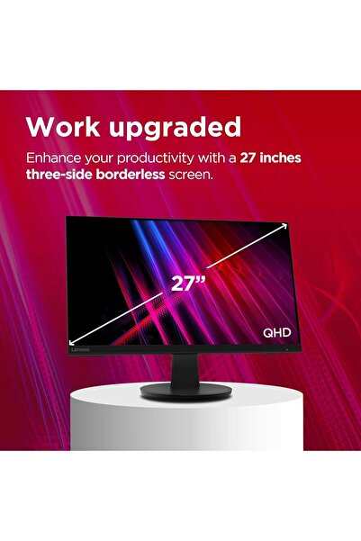 LENOVO N27q 27 Inch IPS QHD 100Hz 4ms Monitor With Eyesafe,DisplayPort,HDMI 2.1 TMDS, HDR10,Tilt Stand -Black