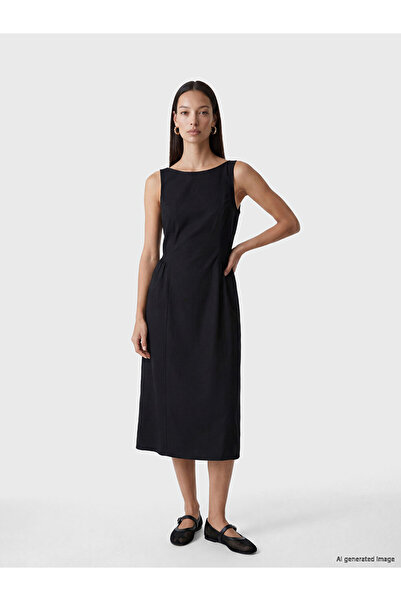LC Waikiki Boat Neck Gathered Dress