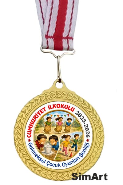 SimArt Design Geleneksel Çocuk Oyunları Şenliği Madalyası Okula Özel