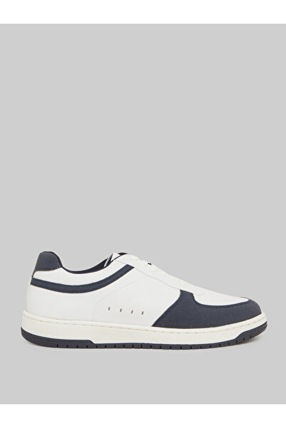 Styli Men White Leather Low-Top Sneakers