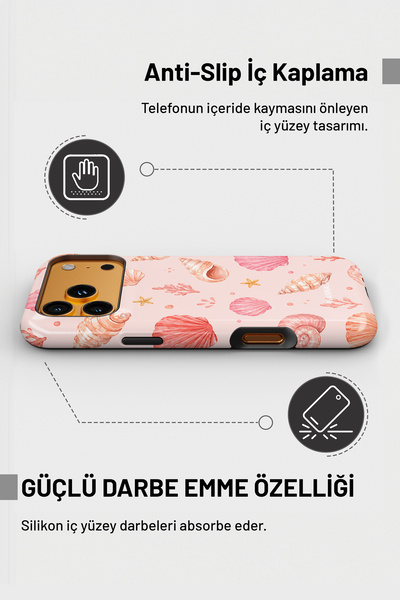 WANNACASE iPhone 17 Pro Max Coral Shell Dual Layer Essential Tough Phone Case
