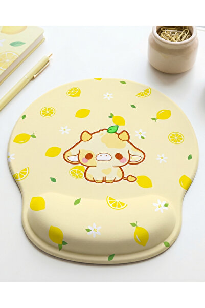 matizya Sevimli Limonlu Mini İnek Desenli Bilek Destekli Mousepad Cute Kawaii...