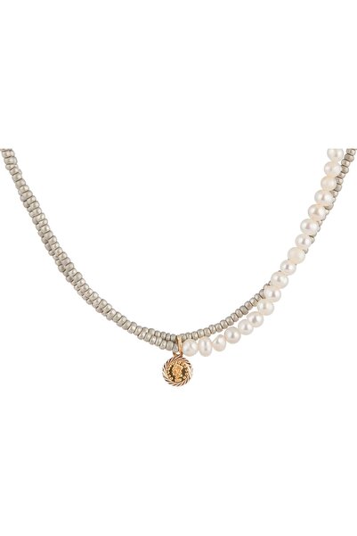 MINZA Victoria Women's Necklace, 18K Gold, Beaded Necklace, with Pearl, Handm...