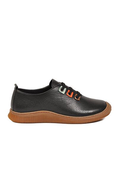 AYAKMOD Pantofi casual de damă din piele naturală neagră Memory Foarm Z681 Z