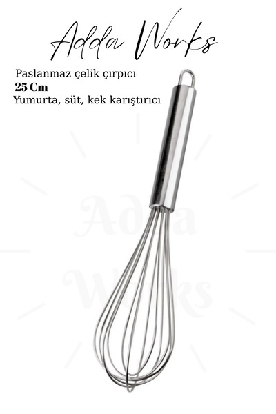 Adda Works Paslanmaz Çelik Tel Çırpıcı | Yumurta Kek Krema Pasta için Profesy...